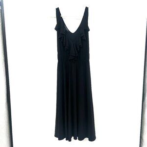 Anne Klein Black Ruffle Belted Midi Dress Women's 12